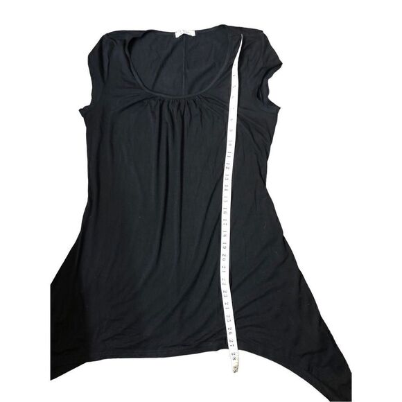 Meaneor black shark bite hem cap sleeve scoop neck soft tunic Size M - Picture 8 of 10